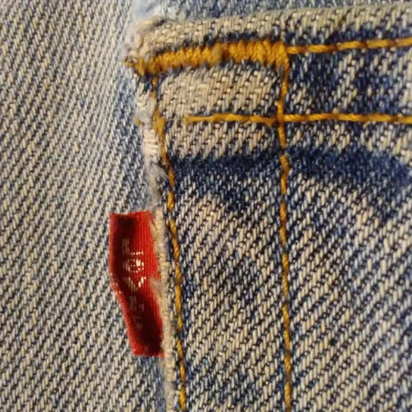 Levi 501 Jeans Men's 36X36 Light Wash Denim Button Fly Classic Red tab Destroyed - Picture 5 of 12